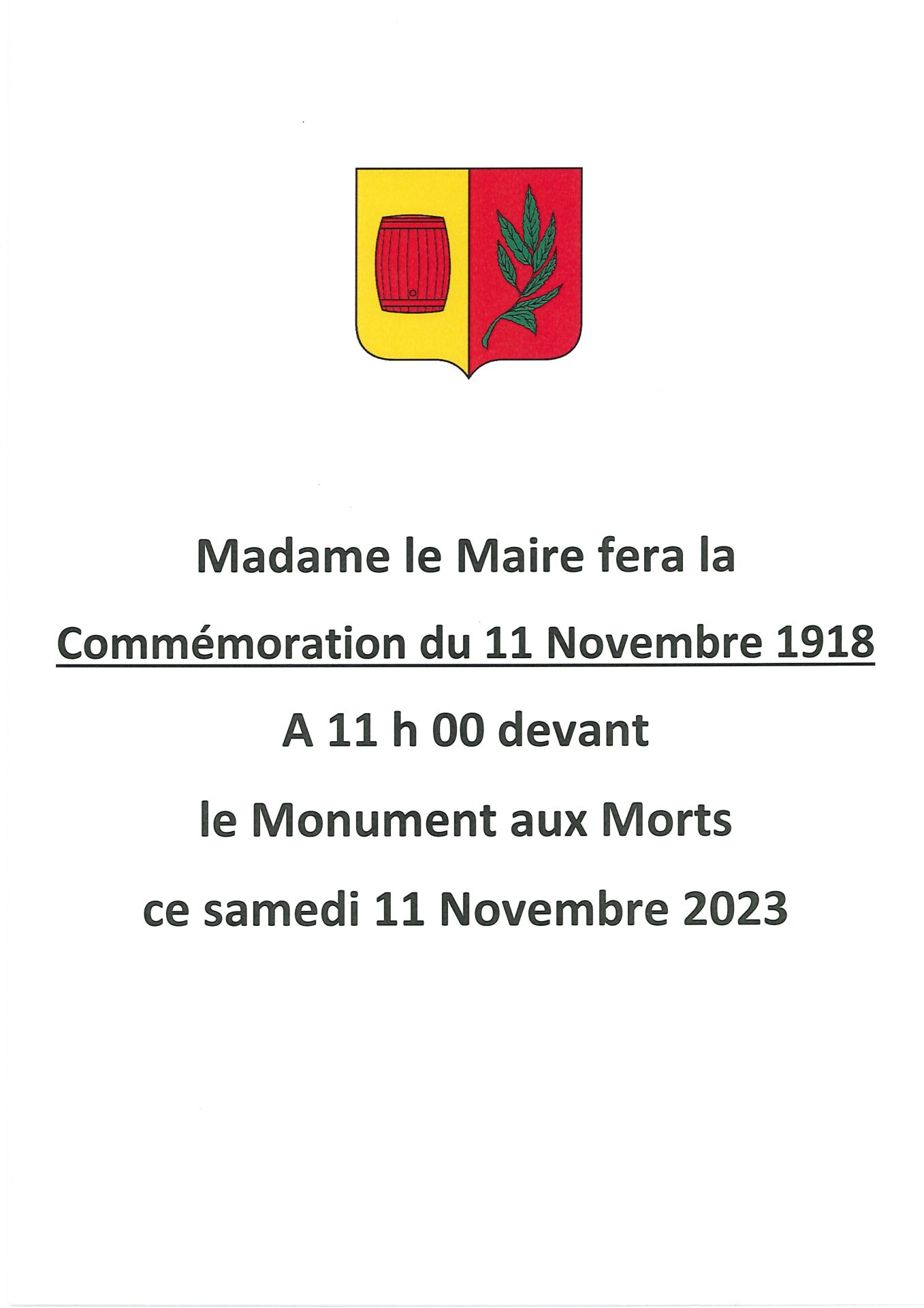 Lire la suite à propos de l’article COMMEMORATION DU 11 NOVEMBRE 1918 A 11H