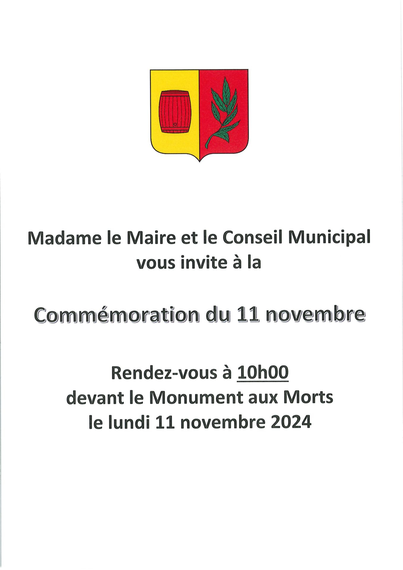 Lire la suite à propos de l’article COMMEMORATION DU 11 NOVEMBRE 1918 A 10H